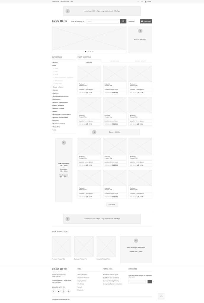 exemplo de wireframe com planejamento de interface feito para melhorar a usabilidade do site e a experiência do usuário