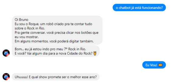 tela do chatbot roque do rock in rio